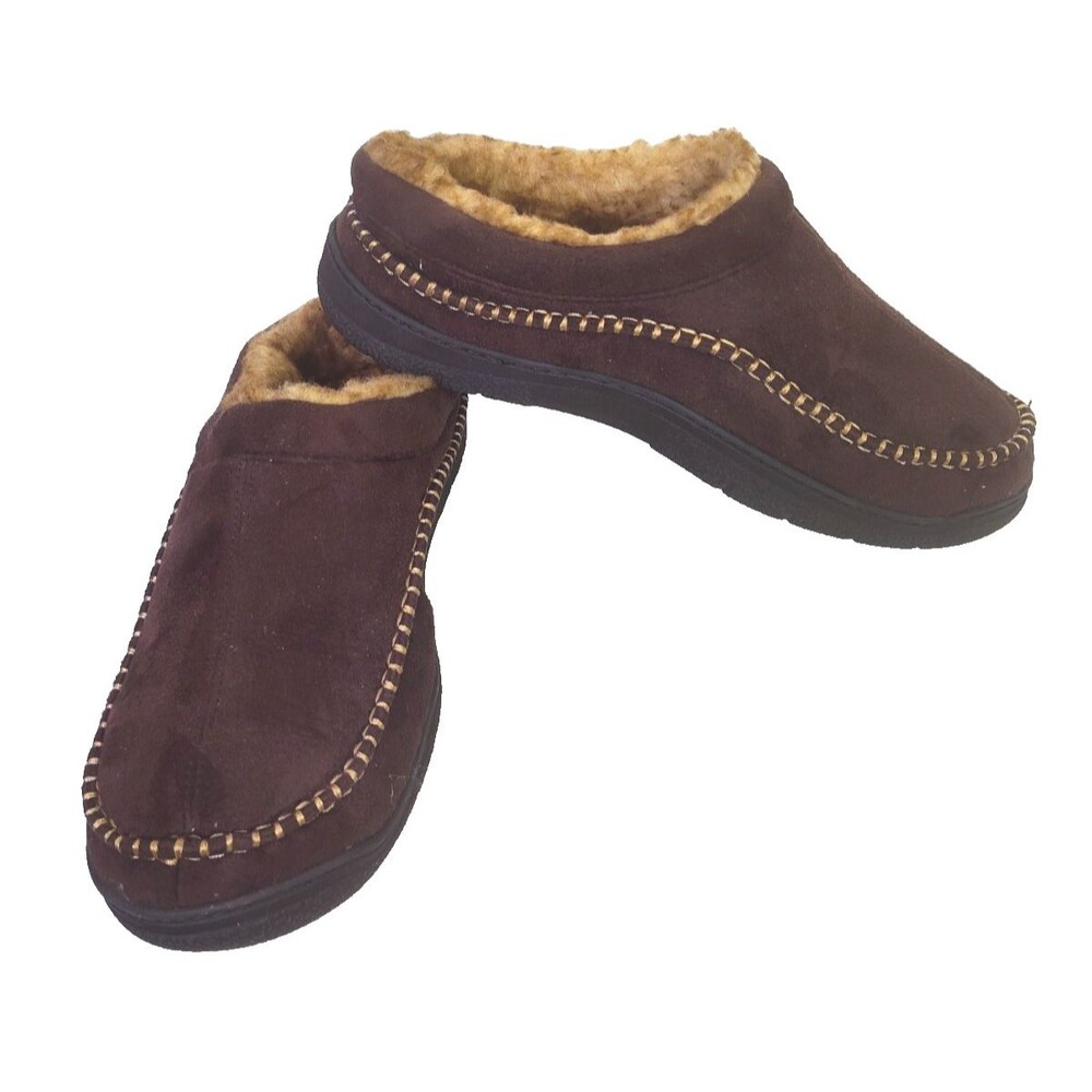 Zigzagger Moccasin Mens Size L (11-12) Slip on Slippers Warm Lounge Fuzzy